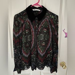 Zara SHEER collared button up